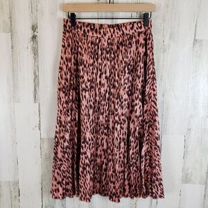 Peyton Jensen Leopard Pleated Skirt Sz XS